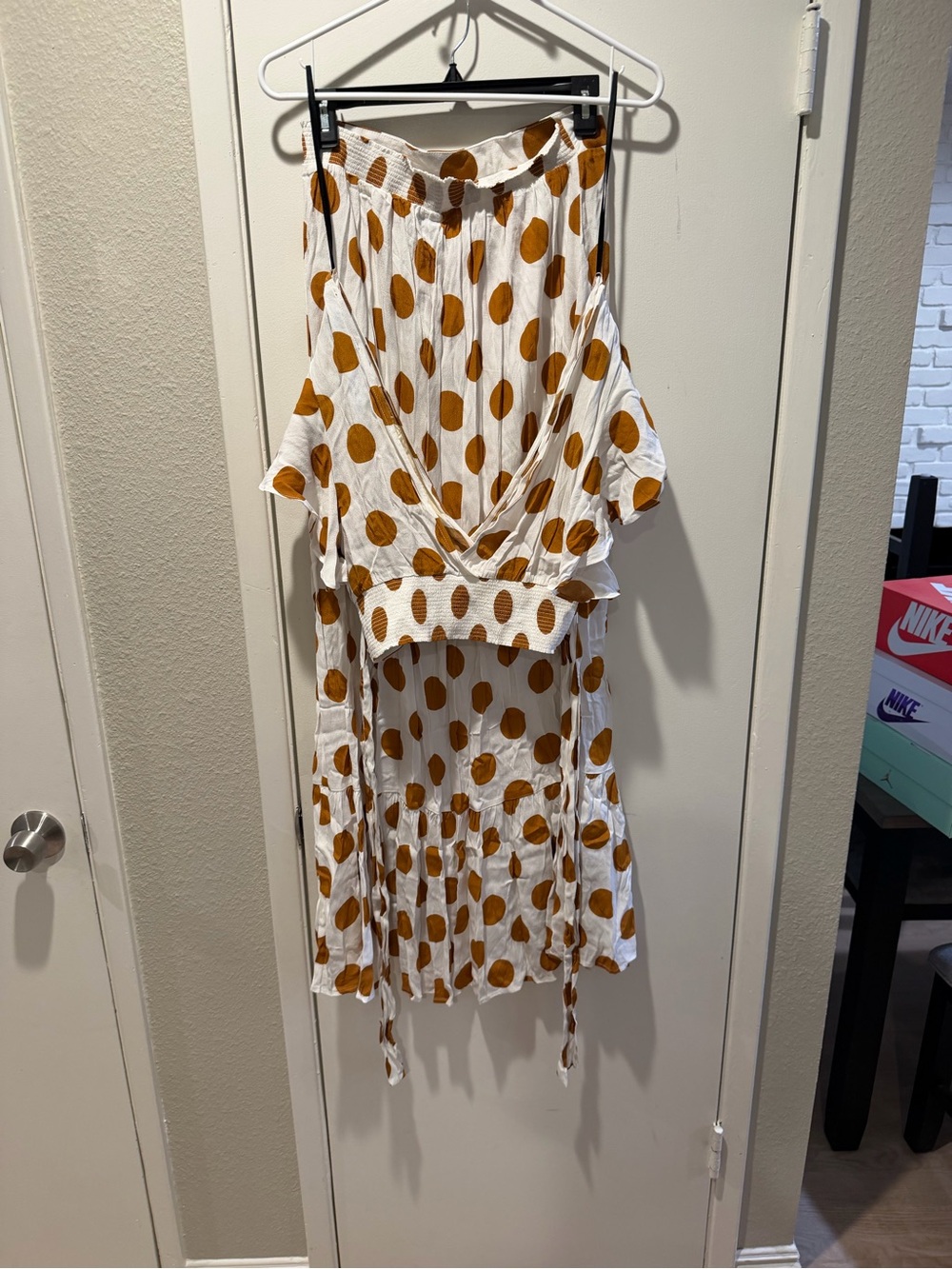 Polka Dot Midi set in Mustard on White